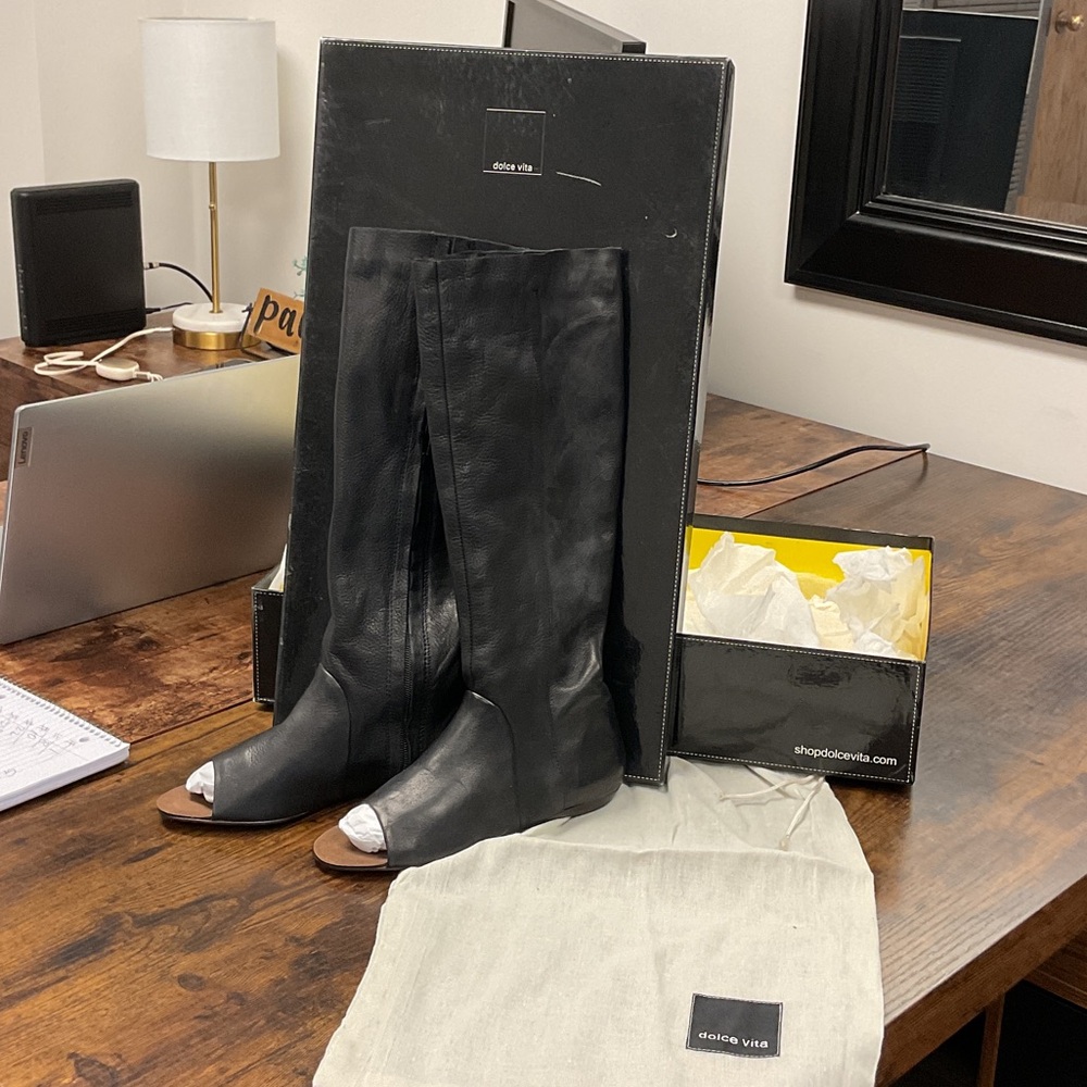 Dolce Vita Black Peep-Toe Boots